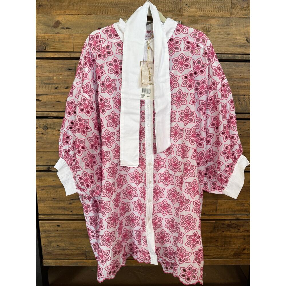 Sundress Florine Eyelet Dress Womens XL XXL Pink White Embroidered Cotton France - Picture 5 of 12